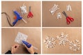 cotton swab snowflake craft for kids, Christmas activity for preschooler, Royalty Free Stock Photo