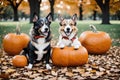 Dogs Halloween Party.AI Generated