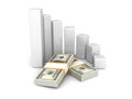 Concept dollar bar chart graph on white background Royalty Free Stock Photo