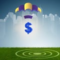 Concept with dollar in golden parachute illustration Royalty Free Stock Photo