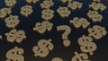 Concept of dollar signs and question mark Royalty Free Stock Photo