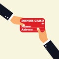 Concept of Donate Organ.Hand holding Donor Card.