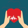 Concept of Donate Organ, heart in a hand symbol, heart icon in red color Royalty Free Stock Photo