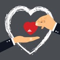 Concept of Donate Organ, heart in a hand symbol Royalty Free Stock Photo