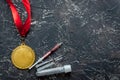 Concept of doping in sport - deprivation medals top view Royalty Free Stock Photo