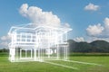 Concept of dream house on green grass Royalty Free Stock Photo
