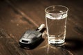 The concept of driving under the influence of alcohol - car keys Royalty Free Stock Photo