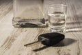 The concept of driving under the influence of alcohol - car keys Royalty Free Stock Photo