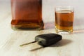 The concept of driving under the influence of alcohol - car keys Royalty Free Stock Photo
