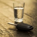 The concept of driving under the influence of alcohol - car keys Royalty Free Stock Photo