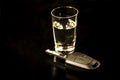 The concept of driving under the influence of alcohol - car keys Royalty Free Stock Photo