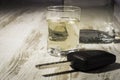 The concept of driving under the influence of alcohol - car keys Royalty Free Stock Photo