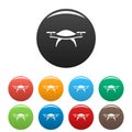 Concept drone icons set color