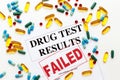 Concept drug test results are failed with pills