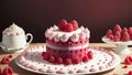 Dynamic Illustration of a Cake Decorating Turntable for National Raspberry Cake Day.AI Generated Royalty Free Stock Photo
