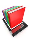Concept e book with many classic books from screen Royalty Free Stock Photo