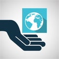 Concept e-commerce hand with globe world Royalty Free Stock Photo