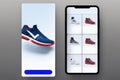 Concept of e-commerce, online shopping of male sports shoe. Generative AI