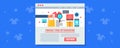 E-commerce marketing - product page optimization, e-commerce seo concept. Flat design vector banner. Royalty Free Stock Photo