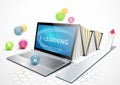 The concept of e-learning. Education online. Laptop as an ebook. Getting an education.