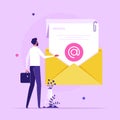 Concept of e-mail, internet message, online communication, flat vector illustration Royalty Free Stock Photo