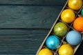 Concept of Easter eggs, space for text Royalty Free Stock Photo
