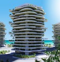 Eco apartment building modern architecture and nature combined