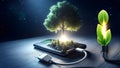 Concept: Eco-friendly smartphone charging without harming green forests