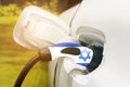 Charging an electric vehicle with an electric cable with an image of the flag of Israel