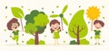 Concept Of Ecology With Cartoon Kids Royalty Free Stock Photo