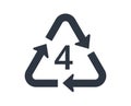 Recycle LDPE or PE-LD icon, number 4. Concept of ecology and packaging.