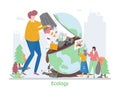 Concept of Ecology Problem, flat design vector illustration