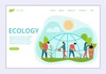 Concept of Ecology, website template, modern flat line design vector illustration Royalty Free Stock Photo