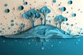 Concept of ecology and world water day, save water Paper acut art style. Generative AI