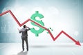 Concept of economic crisis and dollar inflation Royalty Free Stock Photo