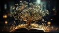 The concept of education by planting a tree of knowledge on a open book