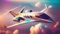 concept of electric plane flying in the sky Royalty Free Stock Photo