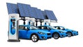 Concept electric refill for electric cars with solar panels view