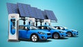 Concept electric refill for electric cars with solar panels view