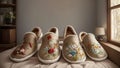 Elegance and Comfort Delicate Embroidered Soft Slippers for National Relaxation Day.AI Generated
