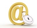 3d render of email symbol with lock Royalty Free Stock Photo