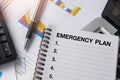 Concept of Emergency Preparedness Plan.Emergency Plan list with notebook.Business Evacuation Training concept Royalty Free Stock Photo