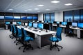 911 Emergency Response, A Police Officer At Work In A Call Center With Multiple Screens. Generative AI Royalty Free Stock Photo