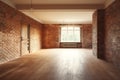 Empty room of business, or residence with brick interior. Generative AI Royalty Free Stock Photo