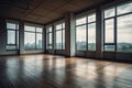 Empty room corner view with large windows. Generative AI Royalty Free Stock Photo