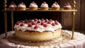 Enchanting Cooling Rack Displaying Golden Raspberry Cakes for National Raspberry Cake Day.AI Generated