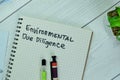 Concept of Environmental Due Diligence write on a book isolated on Wooden Table Royalty Free Stock Photo