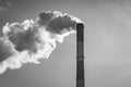 Factory smoke. Concept of environmental pollution. Black and white photo, retro style