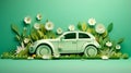 concept of Environmentally friendly with eco car .generated by AI tool. Royalty Free Stock Photo