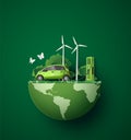 Concept of Environmentally friendly with eco car .